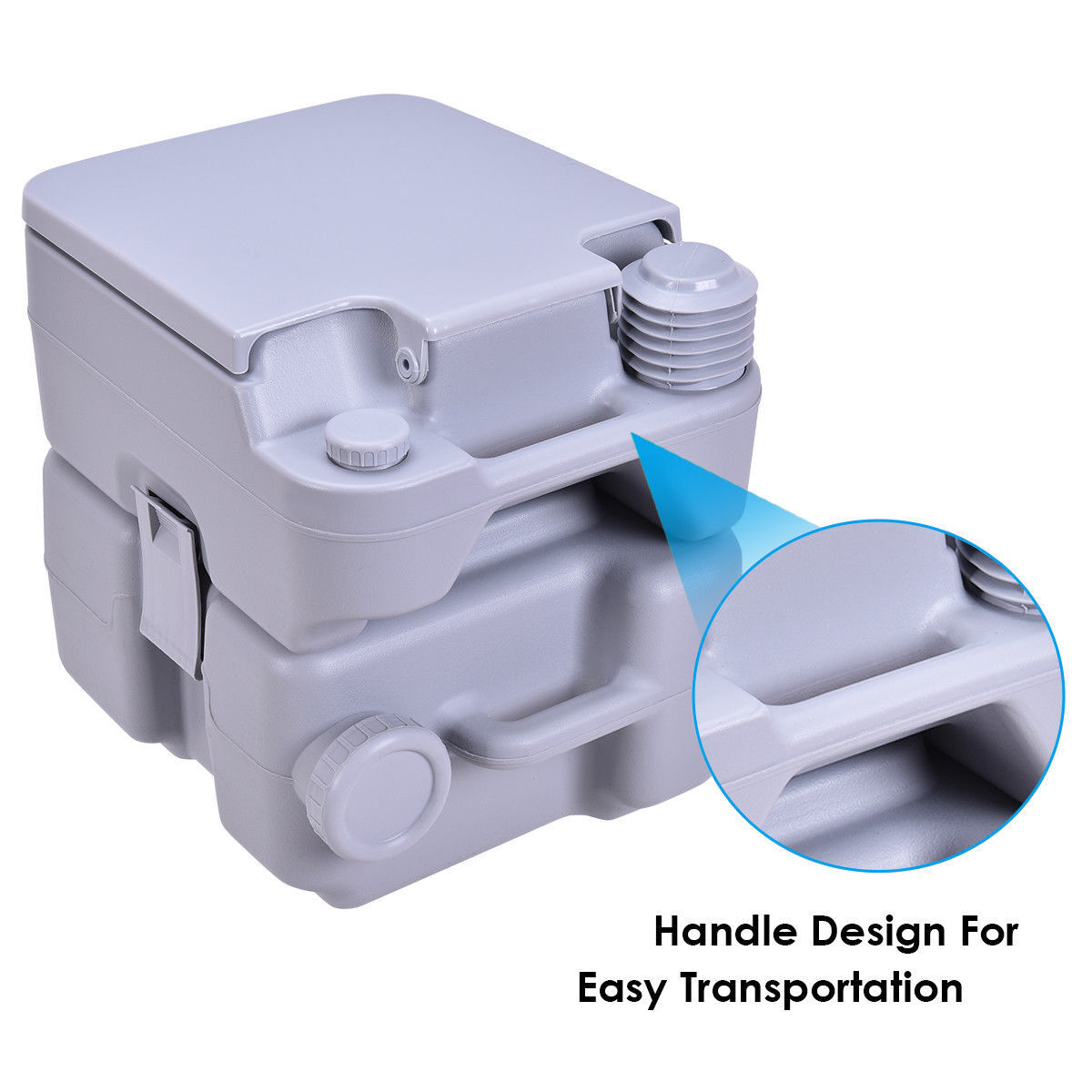 5.3 Gallon Portable Toilet with Waste Tank and Built-in Rotating Spout-GrayÂ 