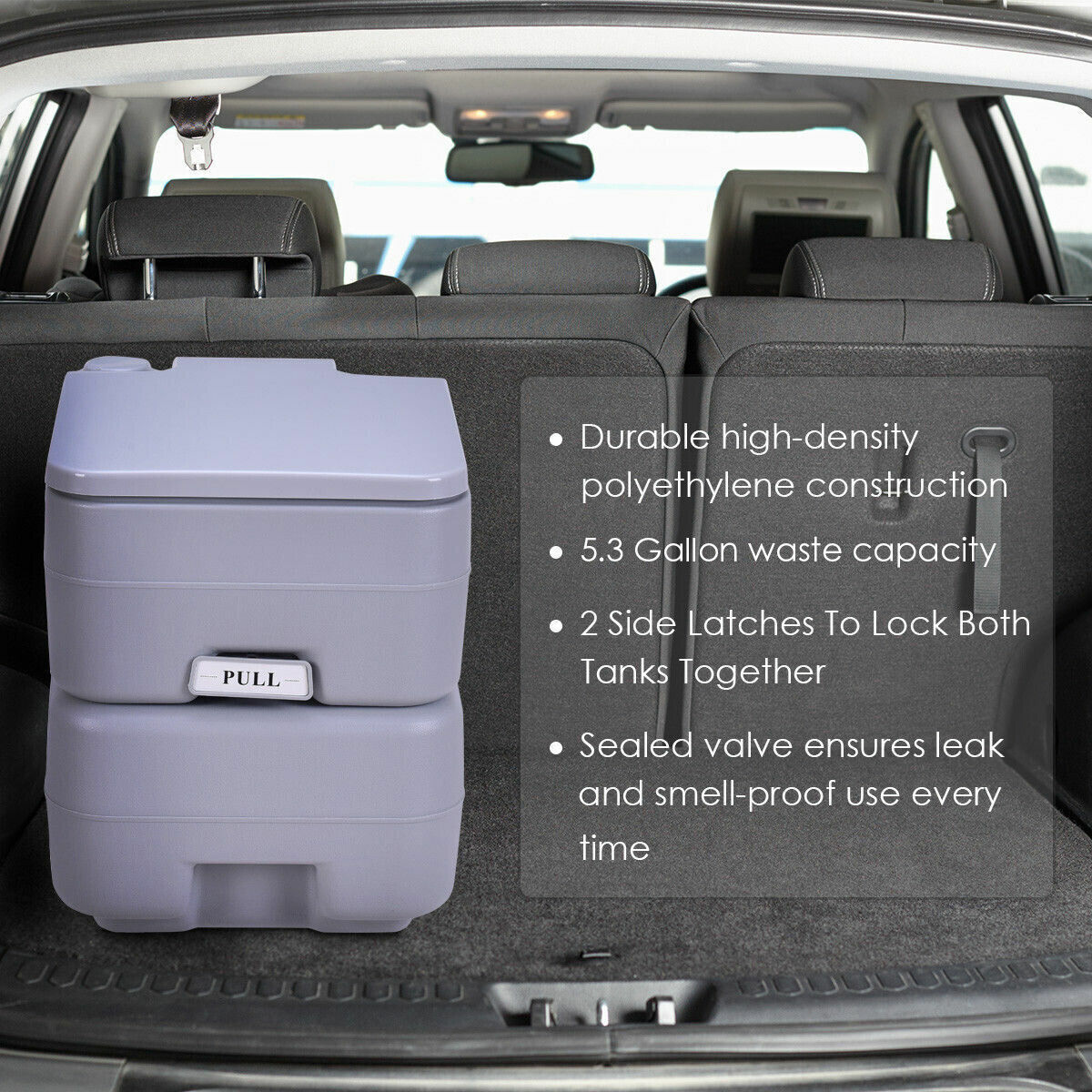 5.3 Gallon Portable Toilet with Waste Tank and Built-in Rotating Spout-GrayÂ 