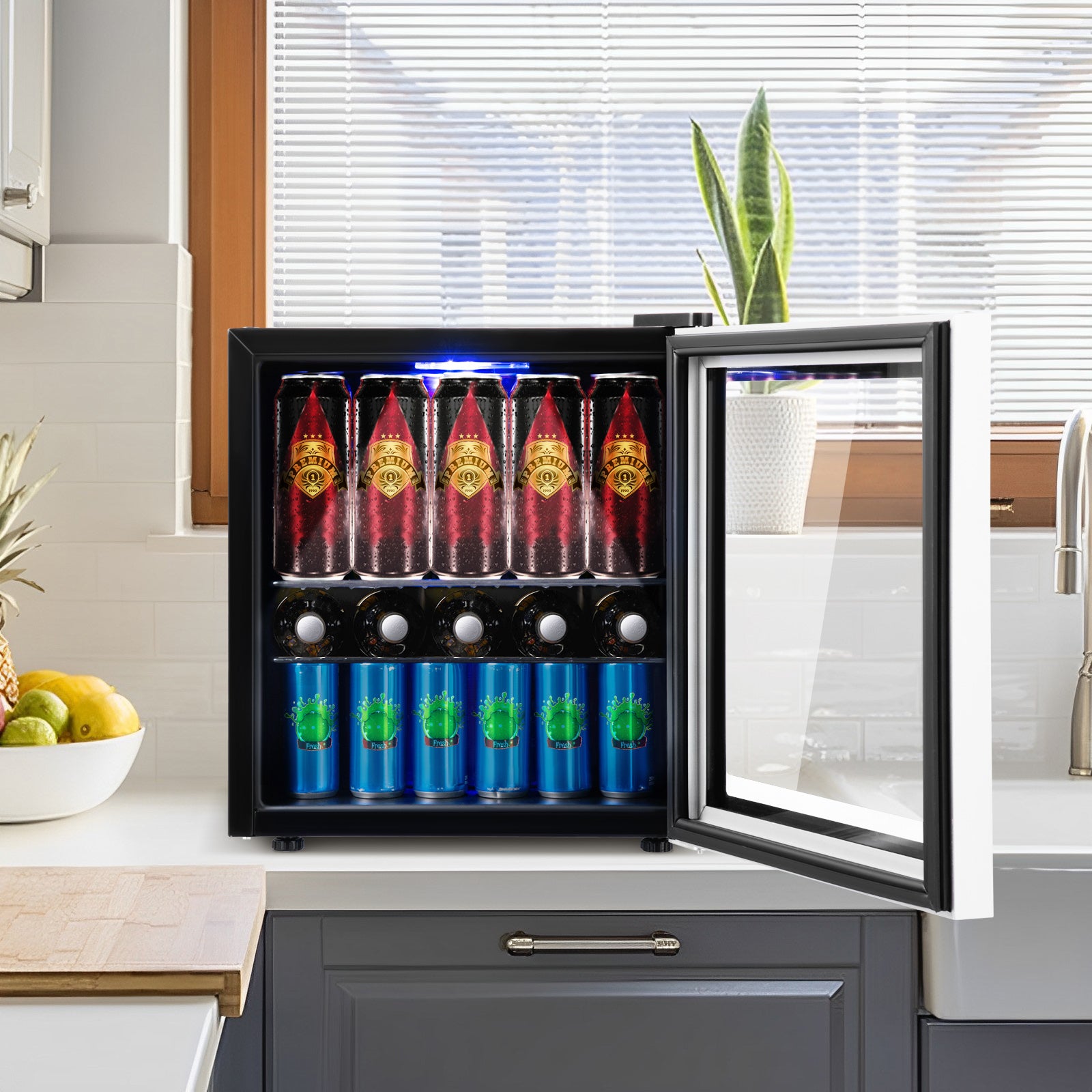 60 Can Beverage Mini  Refrigerator with Glass Door