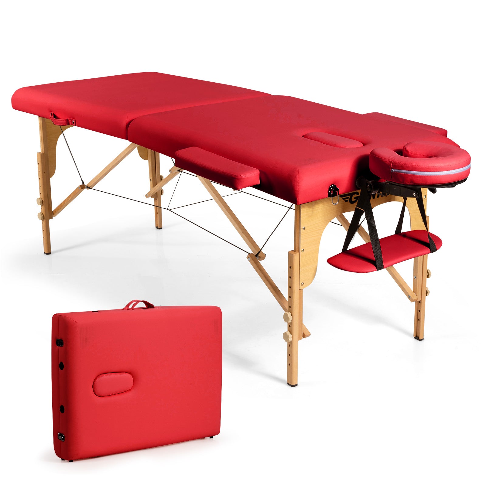 Portable Adjustable Facial Spa Bed  with Carry Case-RedÂ 