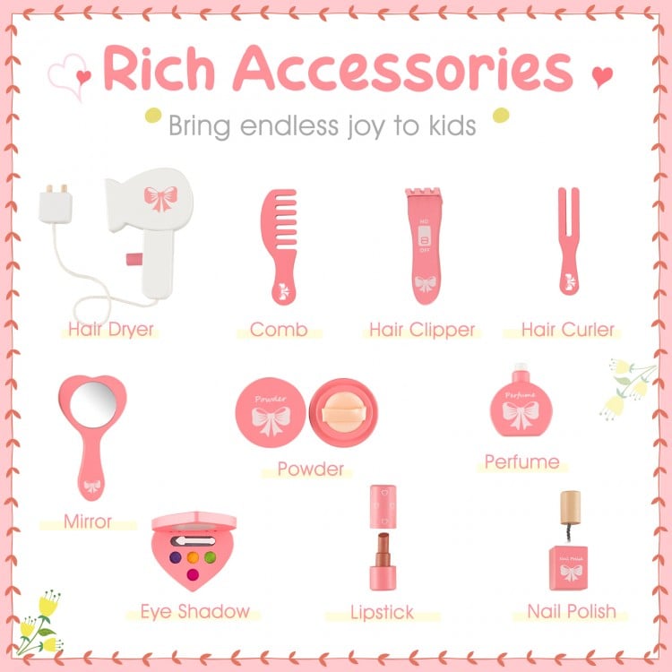 Kids Vanity Set with Tri-folding Mirror-White