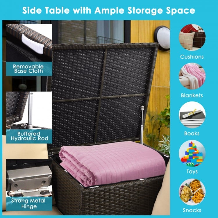 6 Pieces Outdoor Wicker Furniture Set with 32 Inch Propane Fire Pit Table