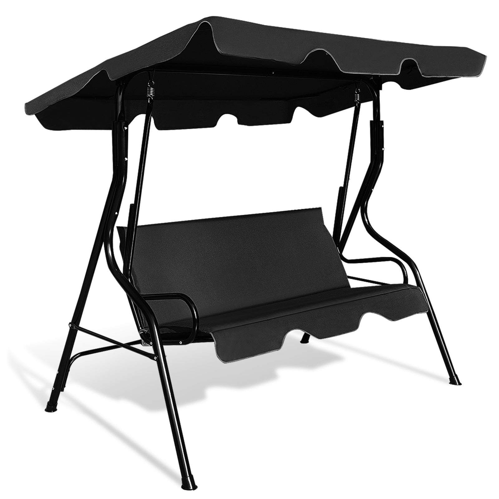 3 Seats Patio Canopy Swing-Black