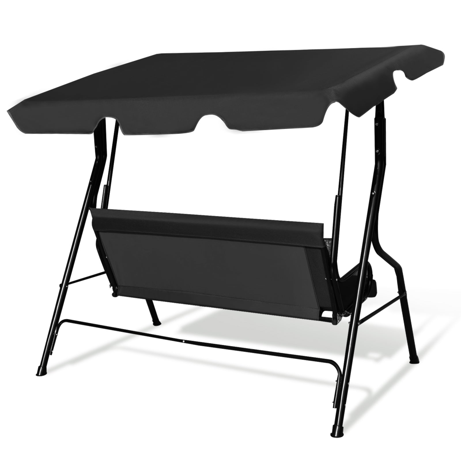 3 Seats Patio Canopy Swing-Black