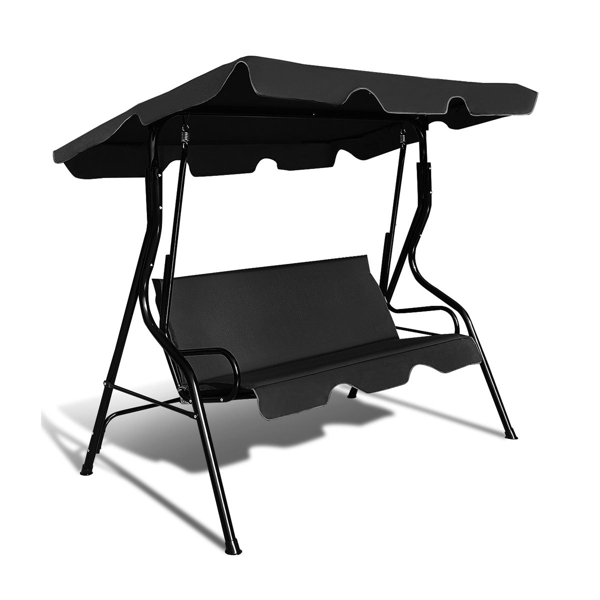 3 Seats Patio Canopy Swing-Black