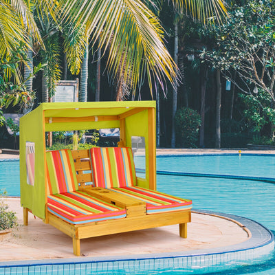 Kids Patio Lounge Chair with Cup Holders and AwningÂ 