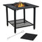 31 Inch Outdoor Fire Pit Dining Table with Cooking BBQ Grate