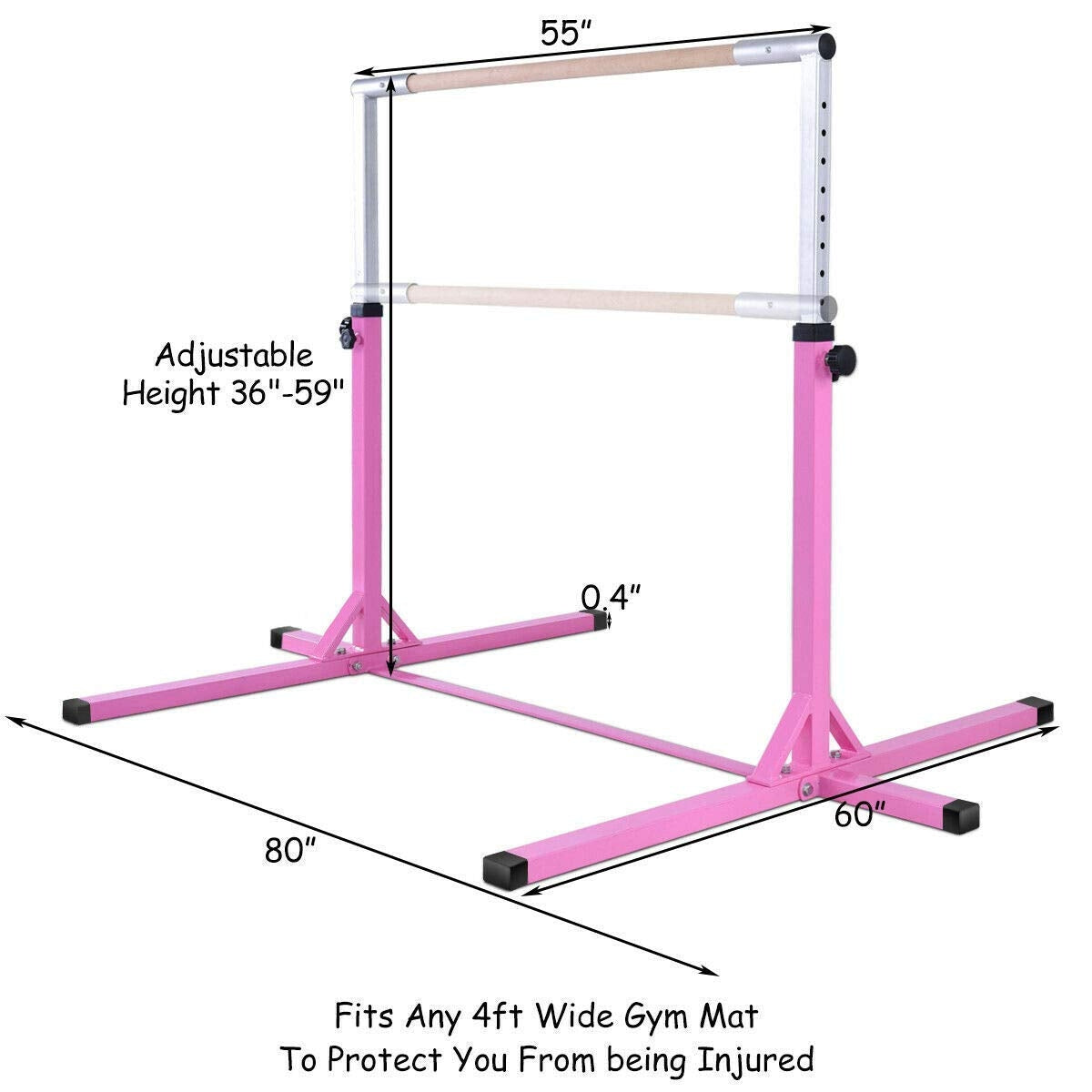 Adjustable Gymnastics Bar Horizontal Bar for Kids-PinkÂ 