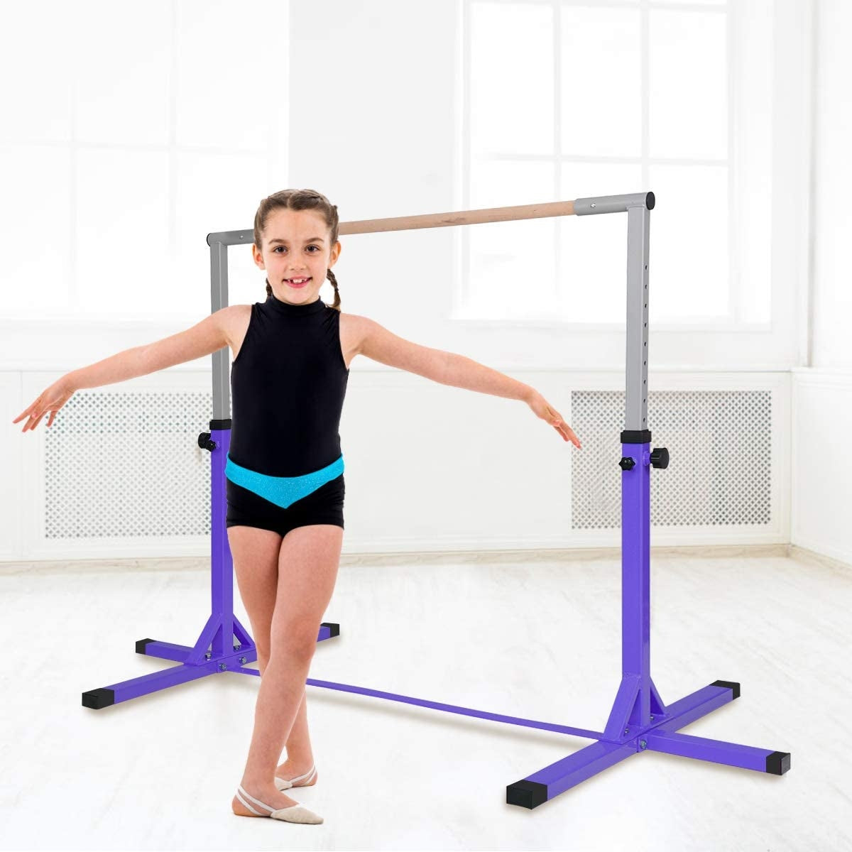 Adjustable Gymnastics Bar Horizontal Bar for Kids-Purple