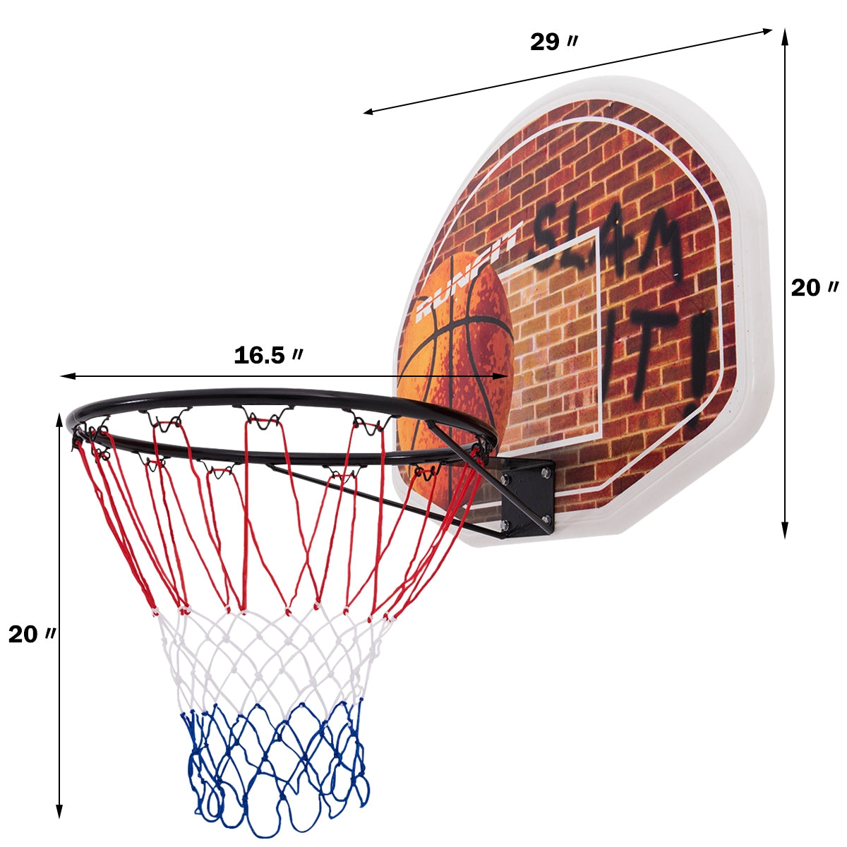 Wall Mounted Fan Backboard with Basketball Hoop and 2 NetsÂ 