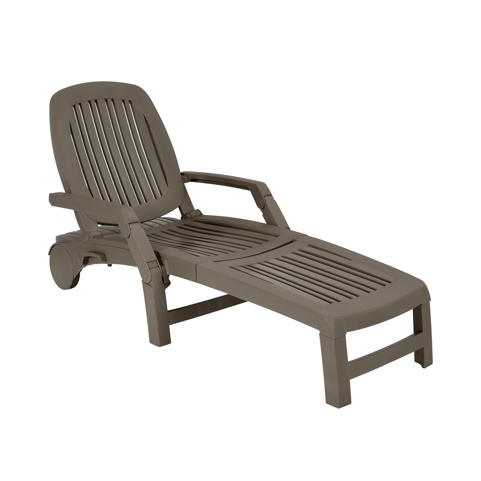 Adjustable Patio Sun Lounger with Weather Resistant Wheels-Coffee