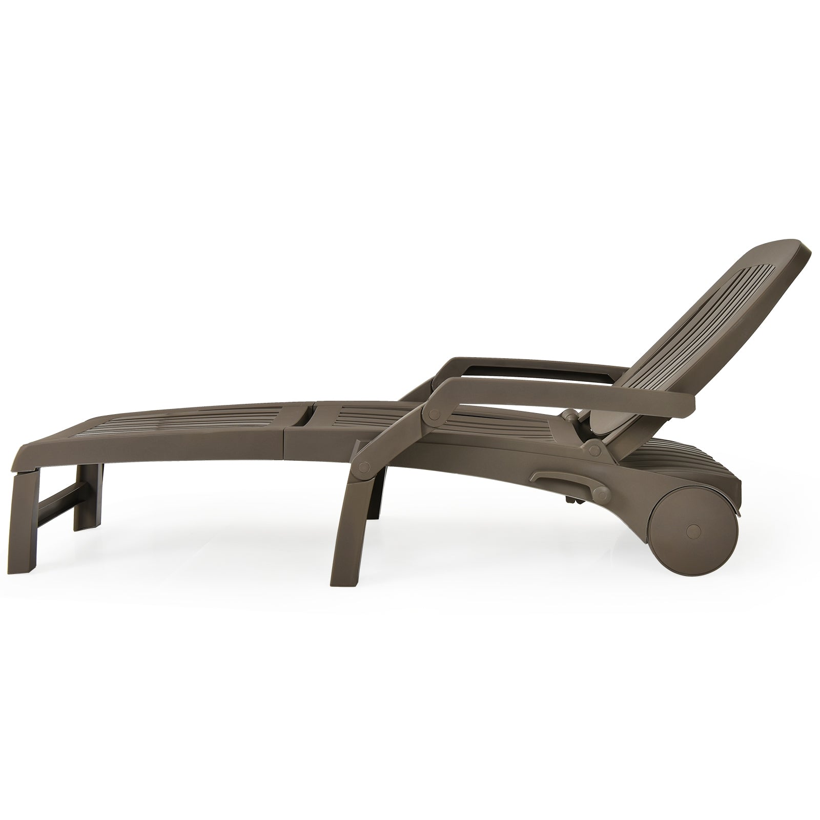 Adjustable Patio Sun Lounger with Weather Resistant Wheels-Coffee