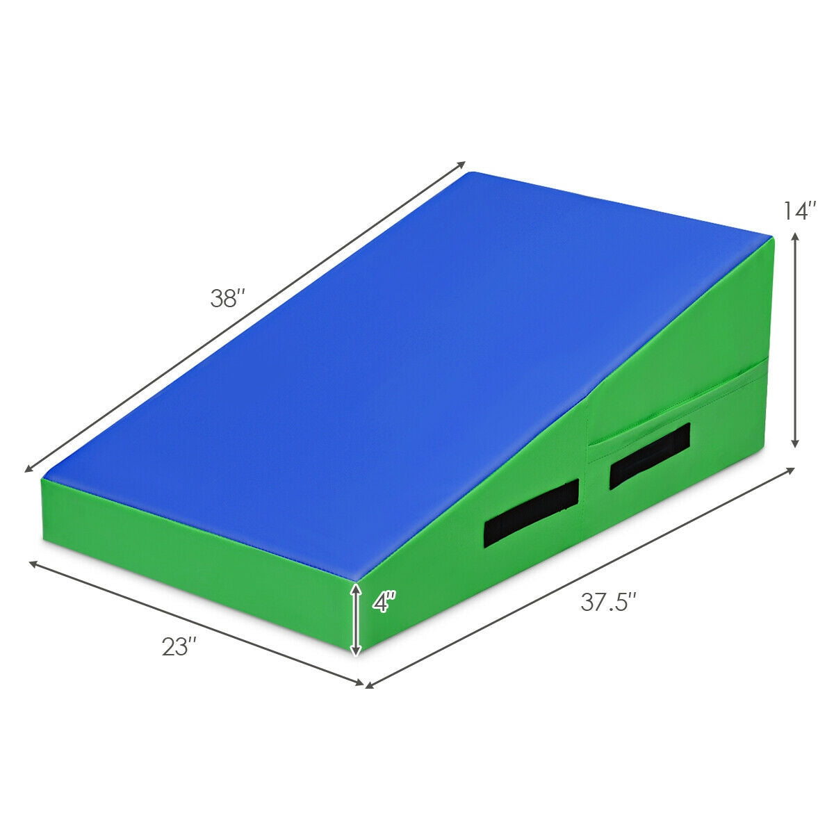 Incline Gymnastics Mat Wedge Ramp Gym Tumbling Exercise Mat-Blue & Green