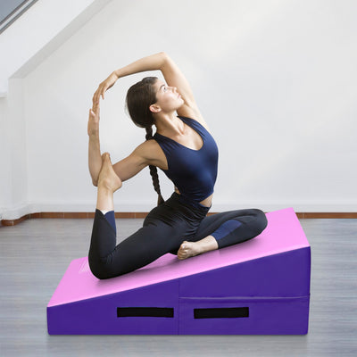 Incline Gymnastics Mat Wedge Ramp Gym Tumbling Exercise Mat-Pink&PurpleÂ 