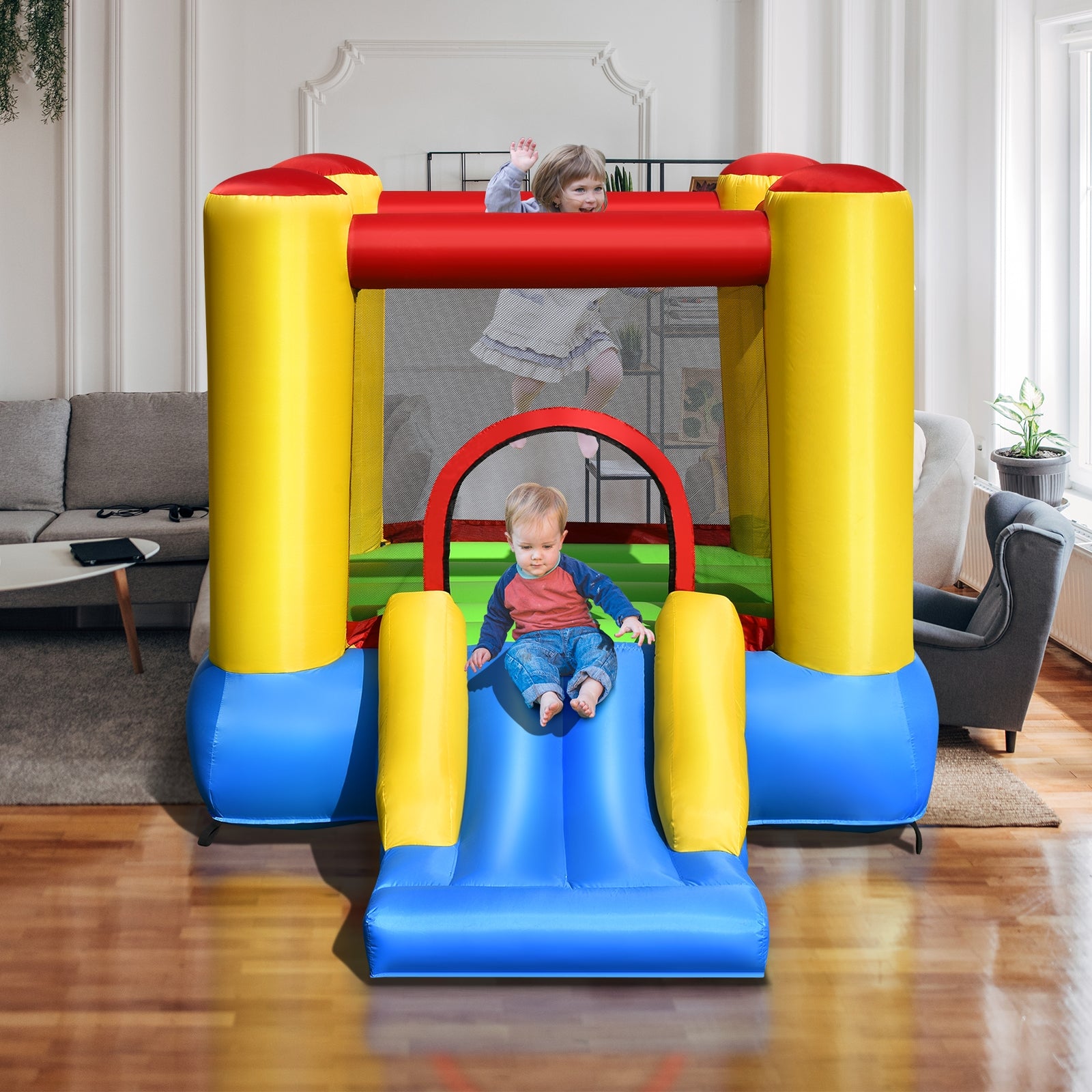 Kids Inflatable Bounce House with Slide and 480W blower 