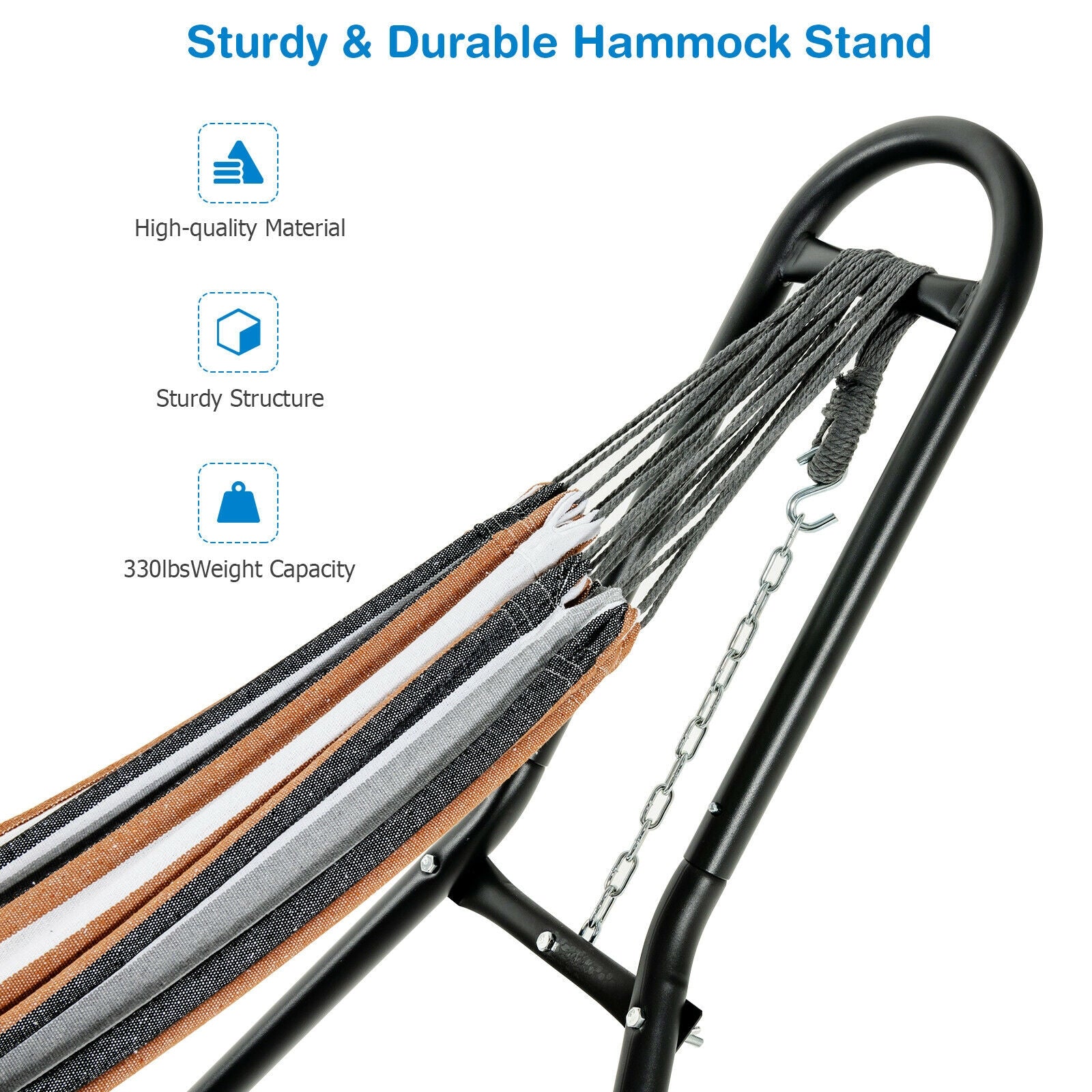 Indoor and Outdoor Hammock Frame Heavy Steel Frame Hanging Hooks 