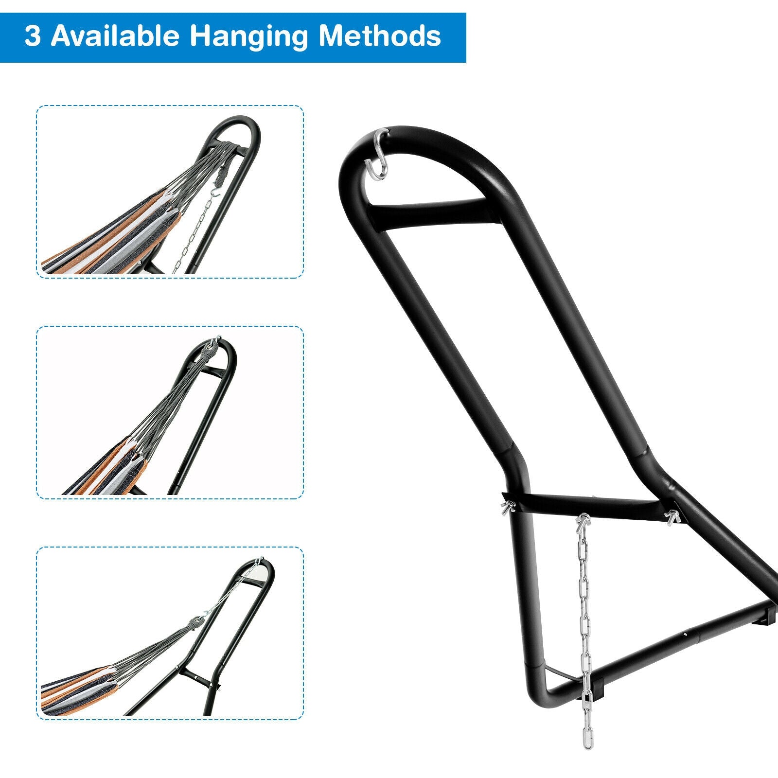 Indoor and Outdoor Hammock Frame Heavy Steel Frame Hanging Hooks 