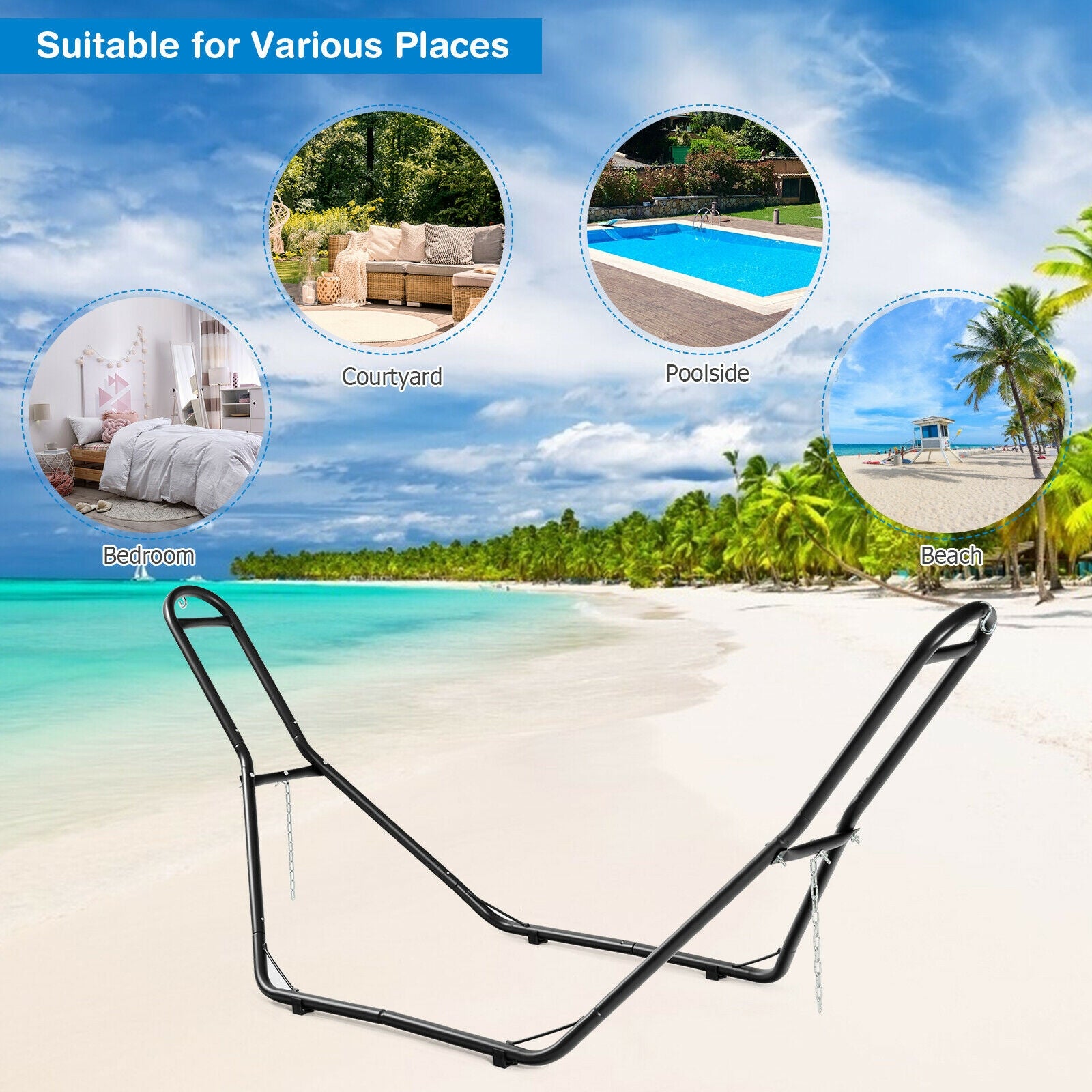 Indoor and Outdoor Hammock Frame Heavy Steel Frame Hanging Hooks 