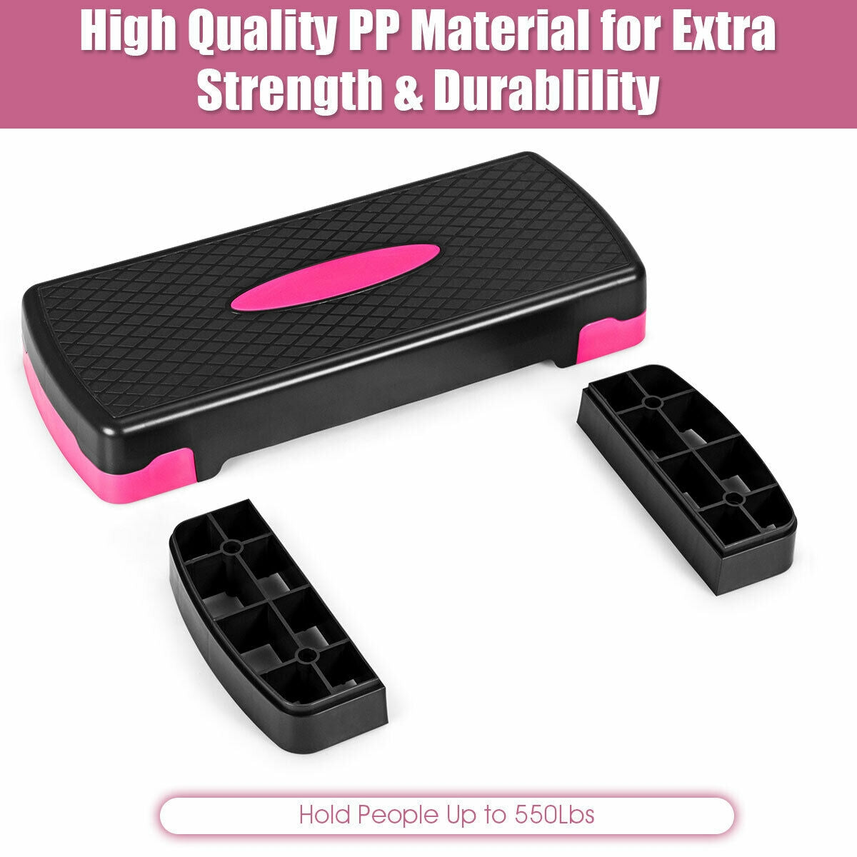 26 Inch Height Adjustable Aerobic Exercise Step Deck with Non-Slip Surface-Black