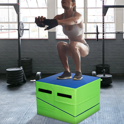 Folding Wedge Exercise Gymnastics Mat with Handles-GreenÂ 