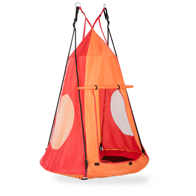 2-in-1 40 Inch Kids Hanging Chair Detachable Swing Tent Set-OrangeÂ 