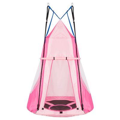 2-in-1 40 Inch Kids Hanging Chair Detachable Swing Tent Set-PinkÂ 