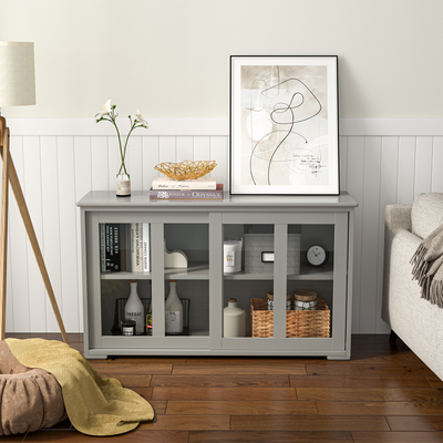 Sideboard Buffet Cupboard Storage Cabinet with Sliding Door-GrayÂ 