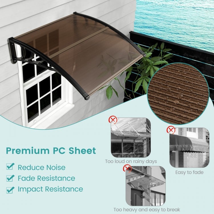Outdoor Front Door Patio Overhang Awning for Sunlight Rain Snow Wind Protection-48 x 40 Inch