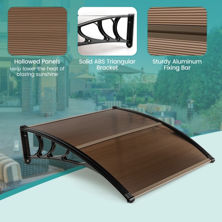 Outdoor Front Door Patio Overhang Awning for Sunlight Rain Snow Wind Protection-48 x 40 Inch