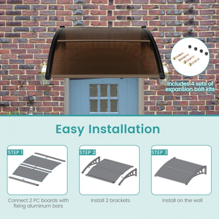 Outdoor Front Door Patio Overhang Awning for Sunlight Rain Snow Wind Protection-48 x 40 Inch