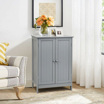 Bathroom Floor Storage Double Door Cupboard Cabinet-GrayÂ 