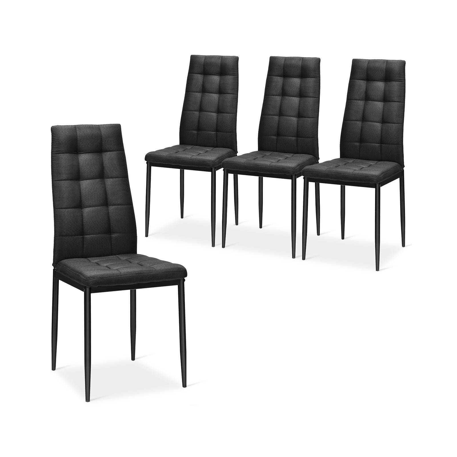 Set of 4 Fabric Dining Chairs Set with Upholstered Cushion and High BackÂ 