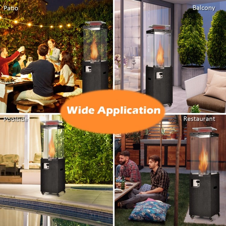 41 000 BTU Propane Patio Heater with Lockable Wheels-Black