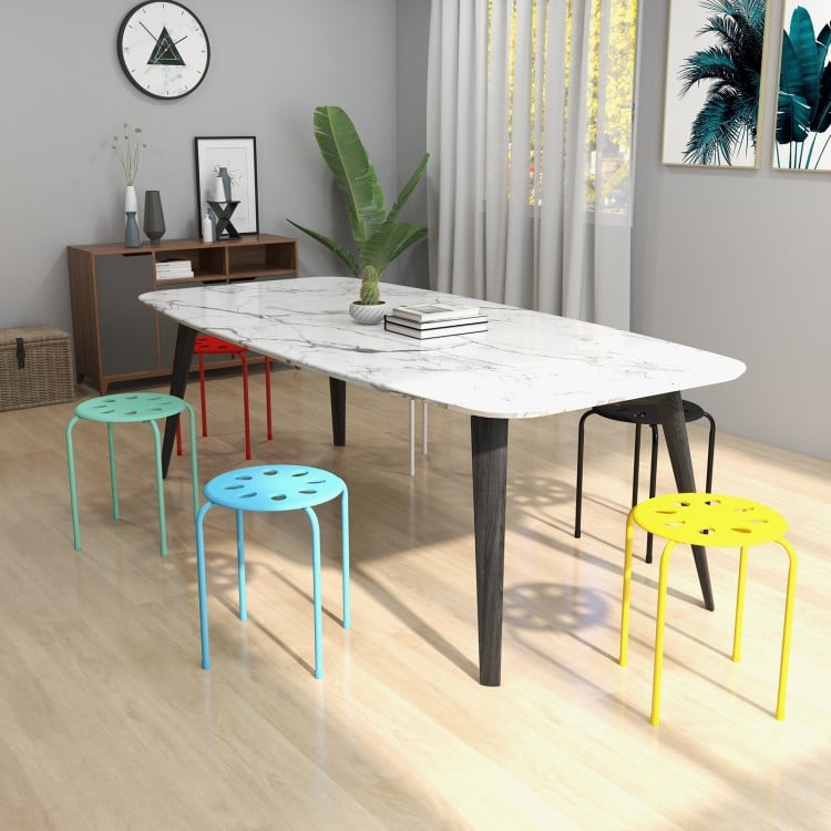 Set of 6 Portable Plastic Stack Stools-Multicolor
