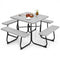 Outdoor Picnic Table with 4 Benches and Umbrella Hole-Gray