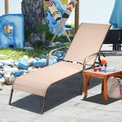 Adjustable Patio Chaise Outdoor Folding Lounge Chair with Adjustable Backrest-BrownÂ 