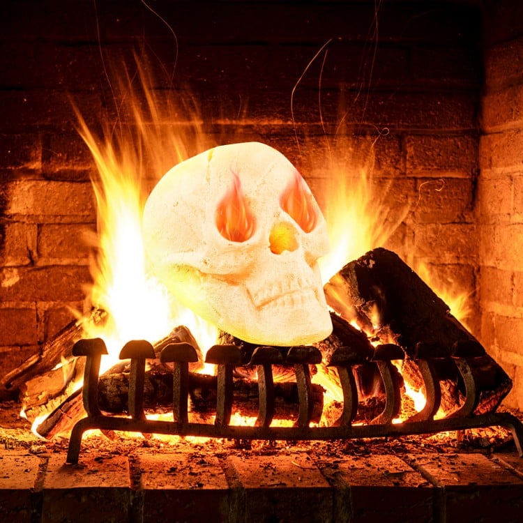 Halloween Fire Pit Skull Halloween Decoration - Beige