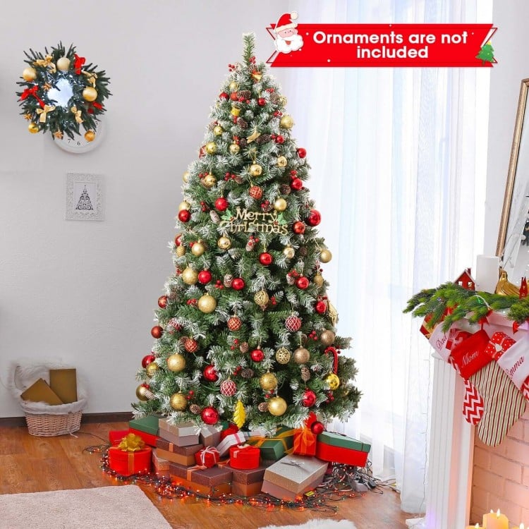 6.5 Feet Hinged Christmas Tree with PVC Branch Tips and Warm White LED Lights