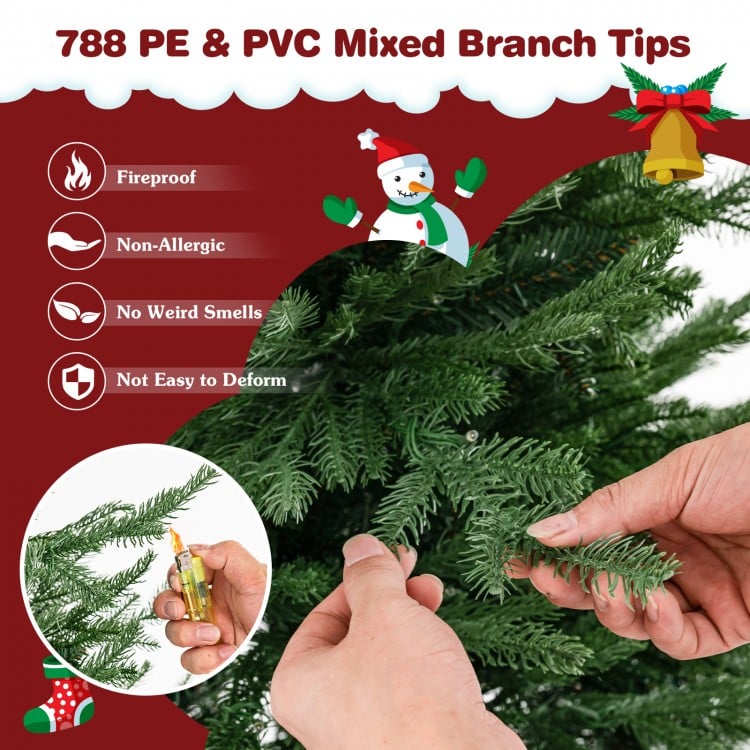 6 Feet Pre-lit Christmas Tree with 280 Warm White LED Lights and 8 Lighting Modes