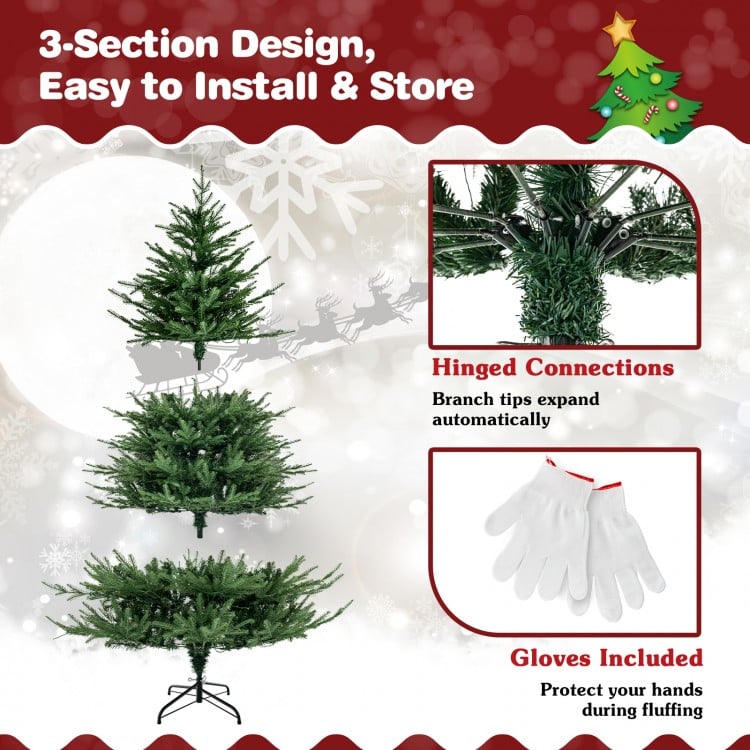 6 Feet Pre-lit Christmas Tree with 280 Warm White LED Lights and 8 Lighting Modes