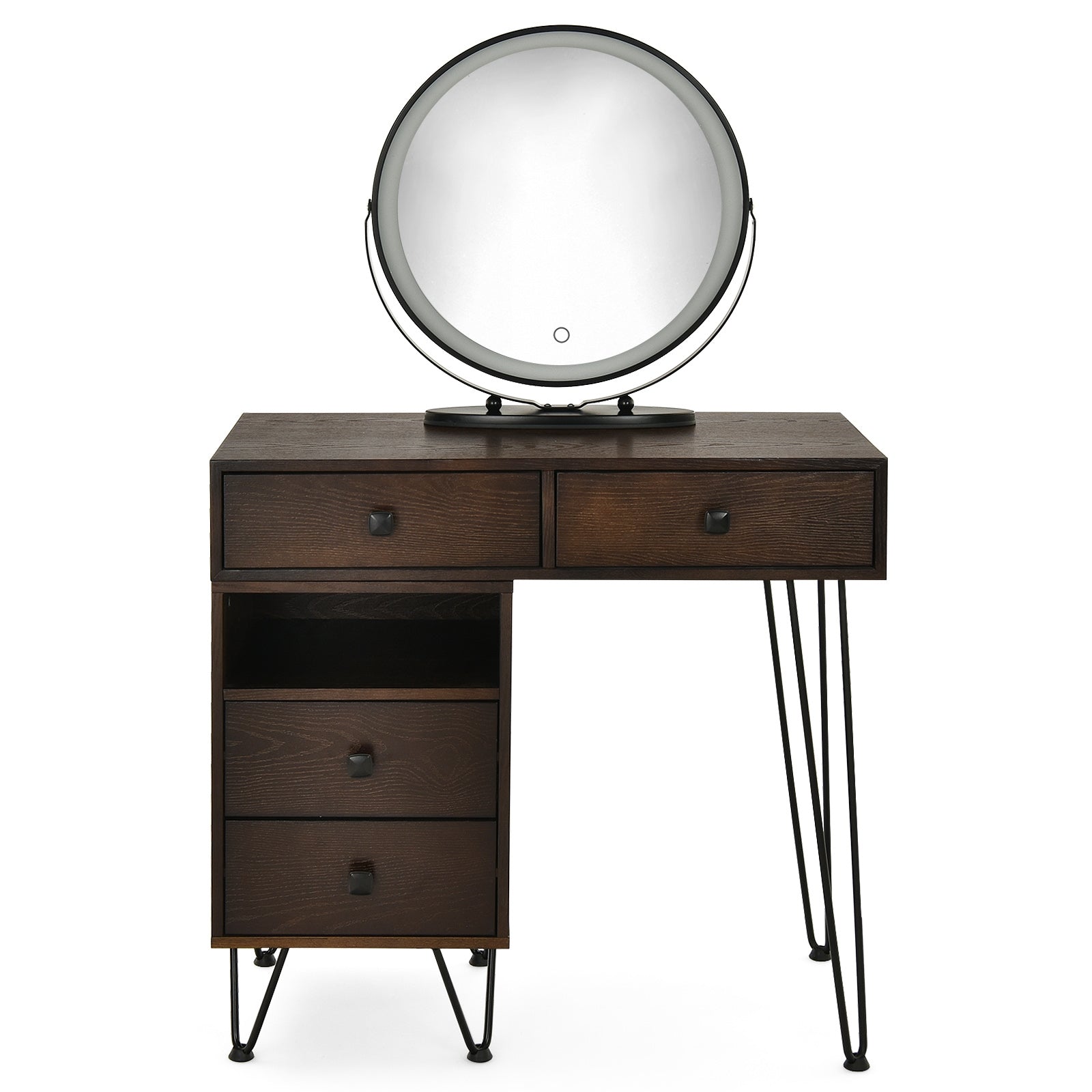 Modern Dressing Table with Storage Cabinet-Brown