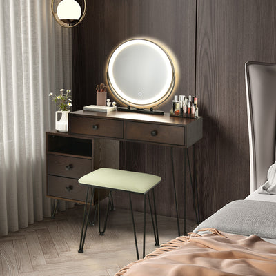 Modern Dressing Table with Storage Cabinet-Brown 