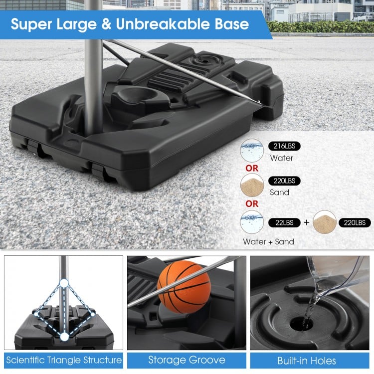 Basketball Hoop with 5.4-6.6FT Adjustable Height and 50 Inch Backboard-Black