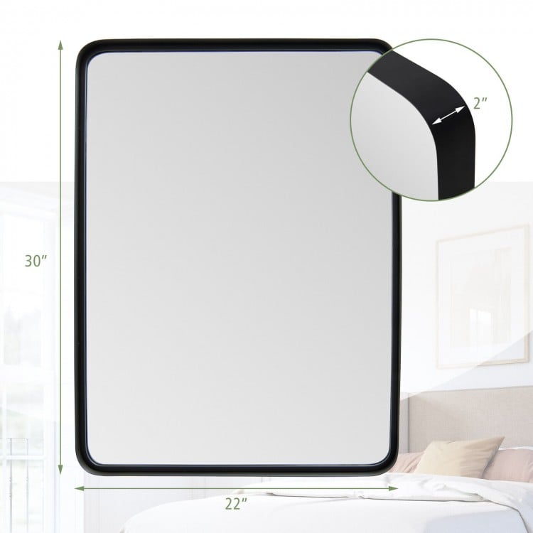 Rectangular Wall Mount Bathroom Mirror with Solid Steel Frame-M