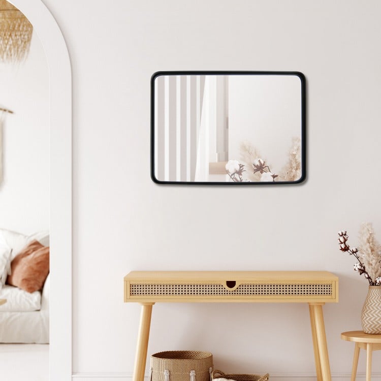 Rectangular Wall Mount Bathroom Mirror with Solid Steel Frame-M
