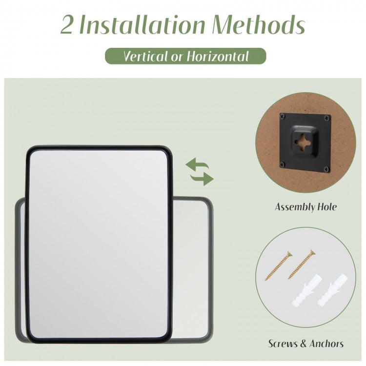 Rectangular Wall Mount Bathroom Mirror with Solid Steel Frame-M
