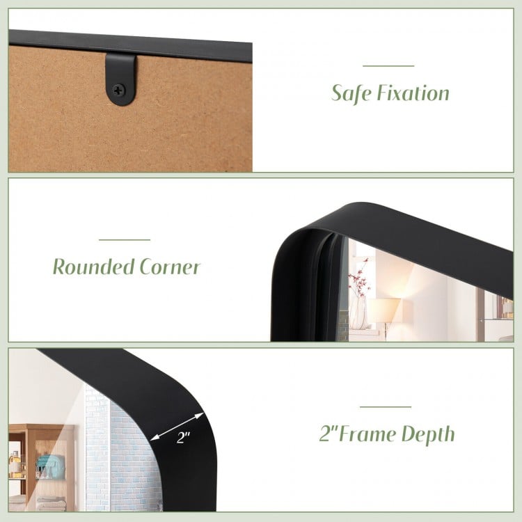 Rectangular Wall Mount Bathroom Mirror with Solid Steel Frame-M