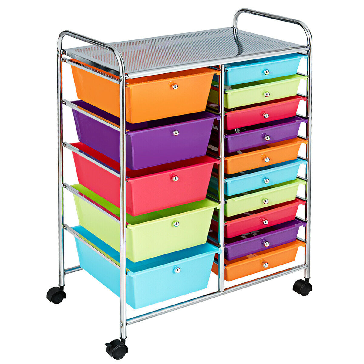 15-Drawer Utility Rolling Organizer Cart Multi-Use Storage-MulticolorÂ 