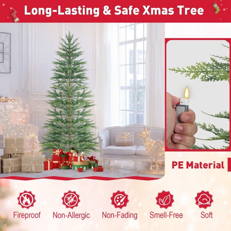 7.5 Feet Artificial Cypress Christmas Tree Pre-lit Hinged