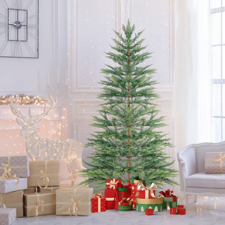 6.5 Feet Artificial Cypress Christmas Tree Pre-lit Hinged